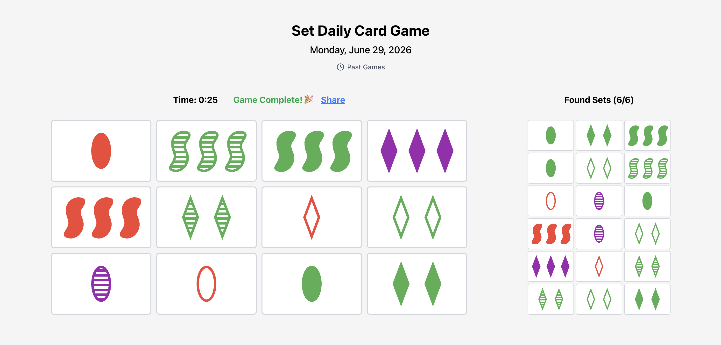 Screenshot of Set Game